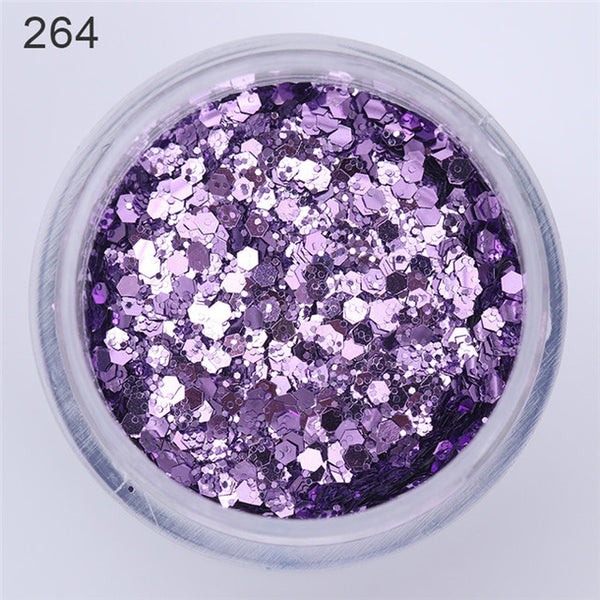 Nail Art 10ml Pink Purple Mixed Nail Glitter Powder Hexagon Shape Glitter Nail Powder Sheets Tips Nail Art Set 1Box