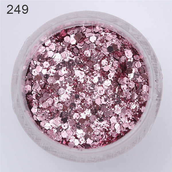 Nail Art 10ml Pink Purple Mixed Nail Glitter Powder Hexagon Shape Glitter Nail Powder Sheets Tips Nail Art Set 1Box