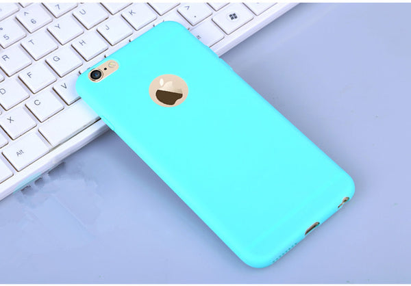 Candy  Soft TPU Silicon phone cases Coque with logo window Accessories For iPhone 5 5S SE 6 6S 7 Plus Fundas luxury Cover Coque