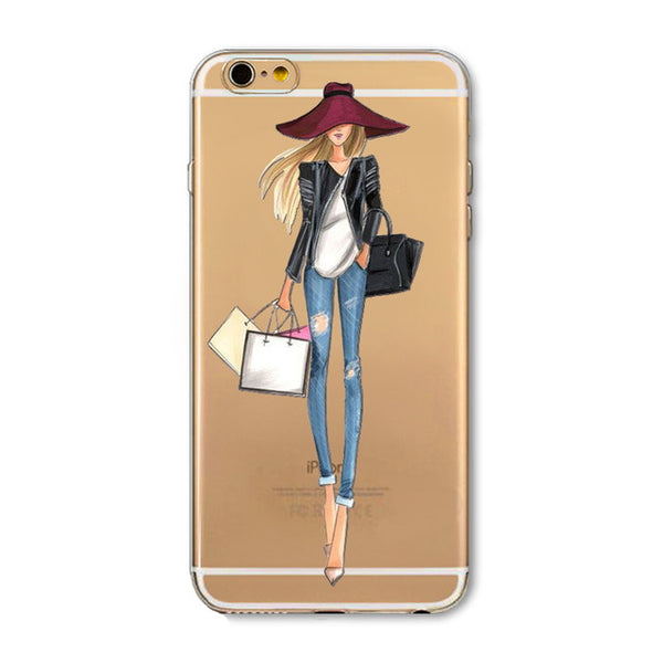 Case For Apple iPhone 6 6s Plus 6Plus  5 5S SE Soft Silicon TPU Transparent Fruit Grils Macaron Dessert Phone Capa Cases