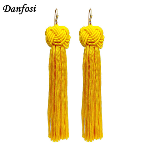 Danfosi Fashion Knot Long Tassel Earrings For Women Bohemian Statement Dangle Drop Earring Fringed Pendientes 2017 Boho Jewelry