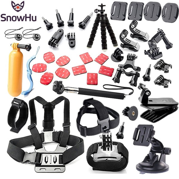 SnowHu For Gopro accessories set mount tripod for go pro hero 5 4 3 sjcam sj4000 for Go pro 5 kit for xiaomi yi 4K camera GS52