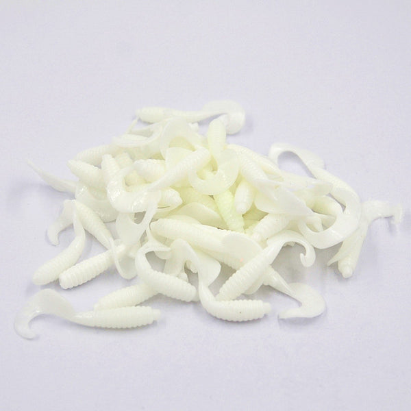 50Pcs 4cm 0.7g Soft Silicone Rubber Worms Fishing Lure Artificial Maggot Grub Worm Carp Fishing Bait for Sea River Lake Fishing