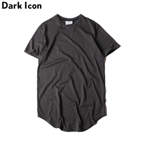 Men's T-shirt 2017summer Solid Color Curved Hem Long Line Camouflage Hip Hop Tshirt Elong Plain Kanye Tee Shirts Men Top