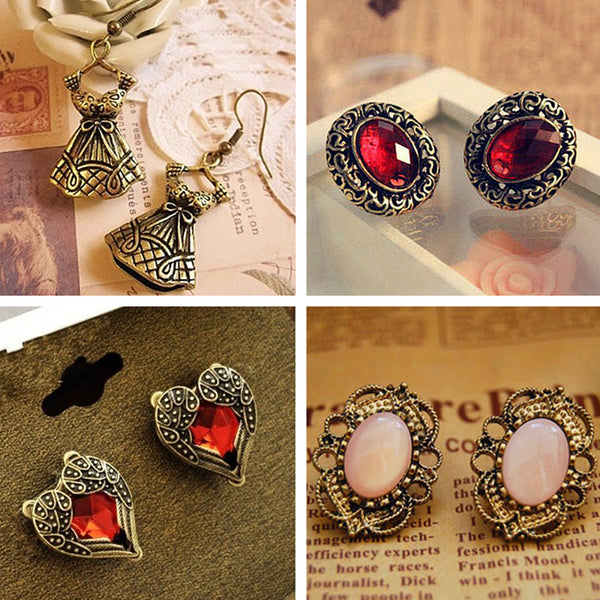 Bijoux Antique Dress Heart Wings Palace Stud Earrings Fashion Jewelry Cheap Brincos Earing  2017 pendientes mujer