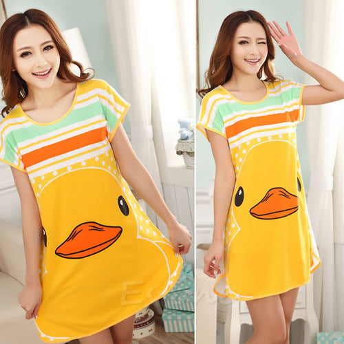 Healthy home dress nightgown women Cartoon Polka Dot Sleepwear Short Sleeve Casual Home Dress Night Shirt Sleepwear Nightwear