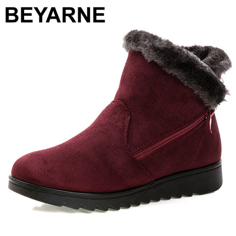 BEYARNE women winter shoes women's ankle boots the new 3 color fashion casual fashion flat warm woman snow boots free shipping