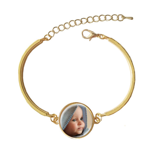 SUTEYI Personalized Custom Golden Bracelet Photo Of Your Baby Mum Of The Child Grandpa Parent Well-Beloved For The Family Gift