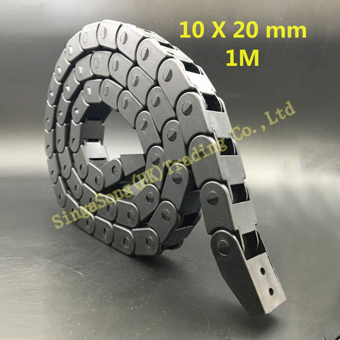 Free shipping. 10 x 20mm 10*20mm L1000mm Cable Drag Chain Wire Carrier with end connectors for CNC Router Machine Tools