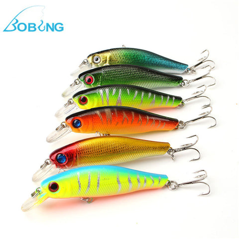 Bobing 6pcs/lot 8.5CM/8.5G 3D Fish Eyes Fishing Lure Lifelike Artificial Minnow Hard Baits Tackle with Hook Reflective Fake Bait