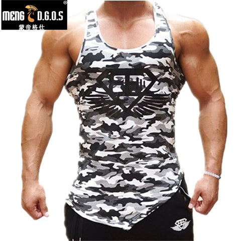 Fitness Men  Tank Top Army Camo Camouflage Mens Bodybuilding Stringers Tank Tops Singlet Brand Clothing Sleeveless Shirt