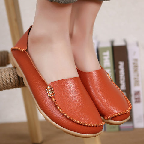 Fashion Women Ballet Flats Genuine Leather Loafers Summer Women Casual Shoes Flat Comfortable Slip On Moccasins Zapatos Mujer