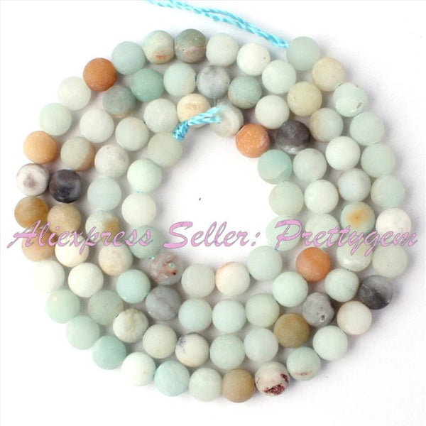 4,6,8,10,12mm Natural Round Frost Multicolor Amazonite Stone Beads Strand 15" For DIY Necklace Jewelry Making,Free Shipping