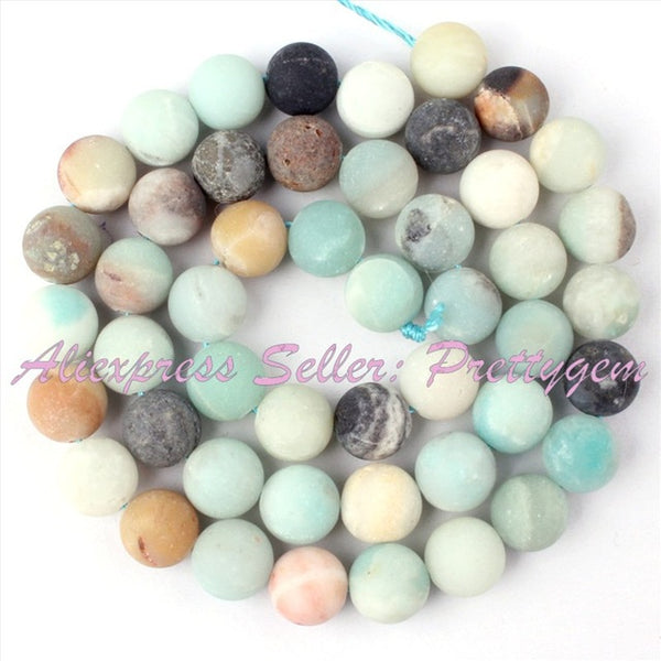 4,6,8,10,12mm Natural Round Frost Multicolor Amazonite Stone Beads Strand 15" For DIY Necklace Jewelry Making,Free Shipping