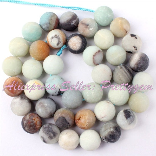 4,6,8,10,12mm Natural Round Frost Multicolor Amazonite Stone Beads Strand 15" For DIY Necklace Jewelry Making,Free Shipping