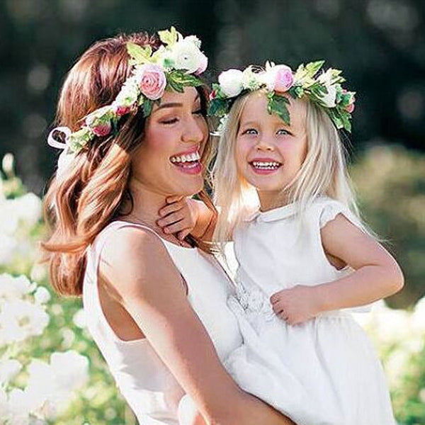 1/2PC Fashion Cute Mommy & Kids Wreath Flowers Headband Floral Crown Hairbands Travel Wedding Girls Headwear Floral Hairbands