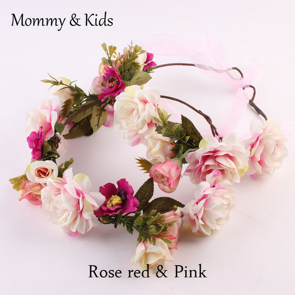 1/2PC Fashion Cute Mommy & Kids Wreath Flowers Headband Floral Crown Hairbands Travel Wedding Girls Headwear Floral Hairbands