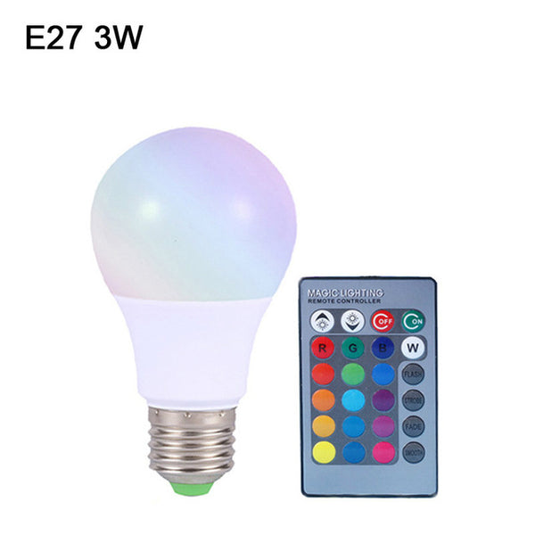 3W 5W 7W 10W RGB LED Bulb E27 E14 GU10 AC 110V 220V LED lamp with IR Remote Control Dimmer Holiday Decor Colorful Night lighting