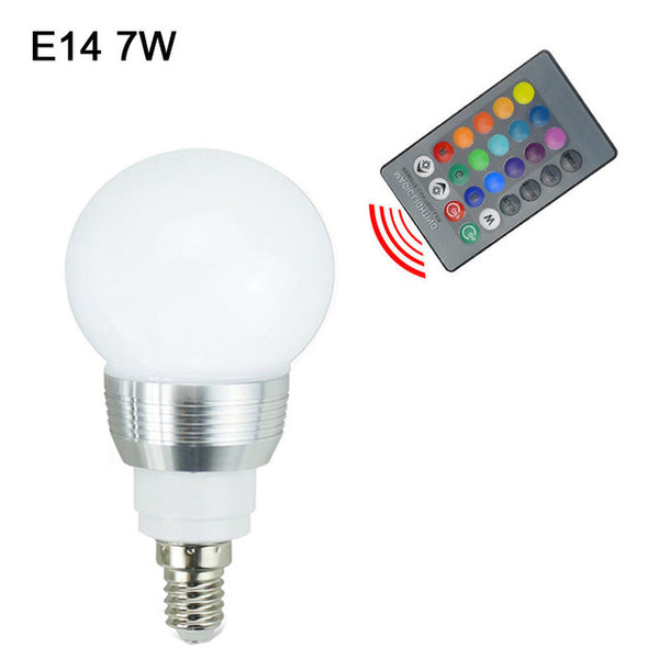 3W 5W 7W 10W RGB LED Bulb E27 E14 GU10 AC 110V 220V LED lamp with IR Remote Control Dimmer Holiday Decor Colorful Night lighting