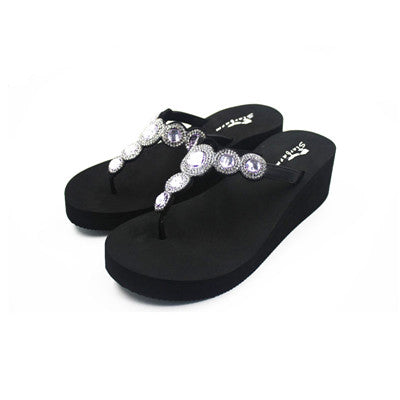 2017 STARFARM Women Shoes Woman Wedge Summer Flip Flops Funny Sandals Feme Slippers Lady Crystal Slipper Chic Slides