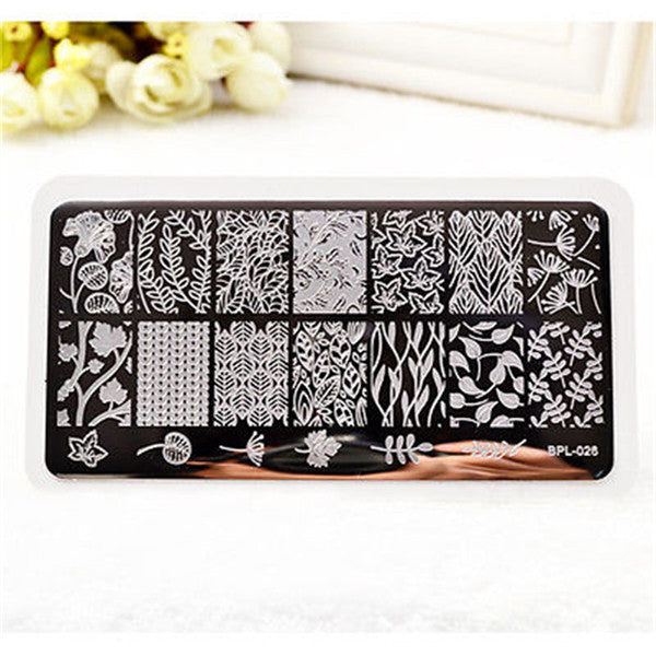 BORN PRETTY 1 Pc Rectangle Nail Stamping Plate Nail Art Stamping Image Plate BP-L Cute Design Nail Stamp Template 17 Patterns