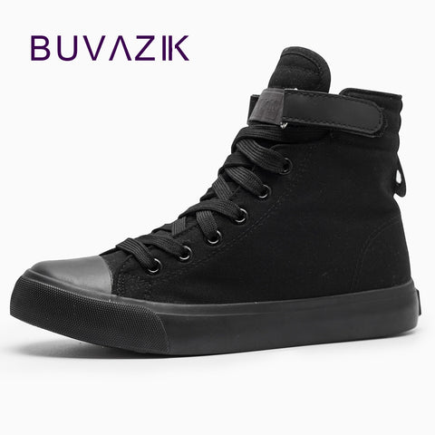 Women canvas shoes for 2017 spring and autumn female High-top pure black classic vulcanize shoes footwear size 35-40