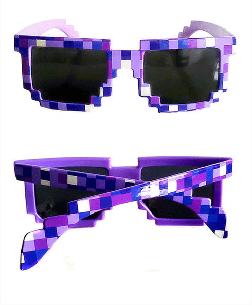 YOOSKE Minecraft Glasses 8 bit Pixel Women Men Sunglasses Female Male Mosaic Sun Glasses kids Boys Girls  Vintage