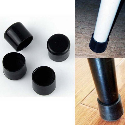 4pcs/set Black 22mm Chair Leg Caps PVC Plastic Feet Protector Pads Furniture Table Covers Round Bottom