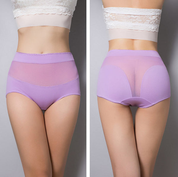 Women's cotton briefs hollow out high waist panties cotton underwear girl underpants lingerie