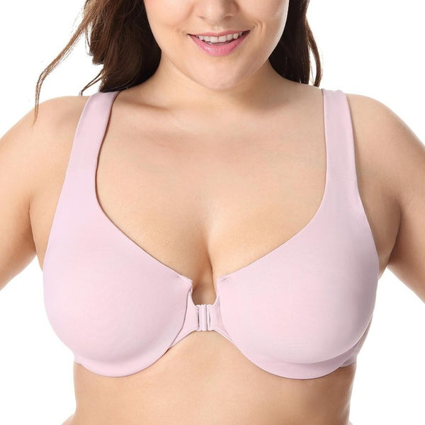 New Seamless Non Padded Hidden Underwire Front Closure Bra 32-48 B C D DD E