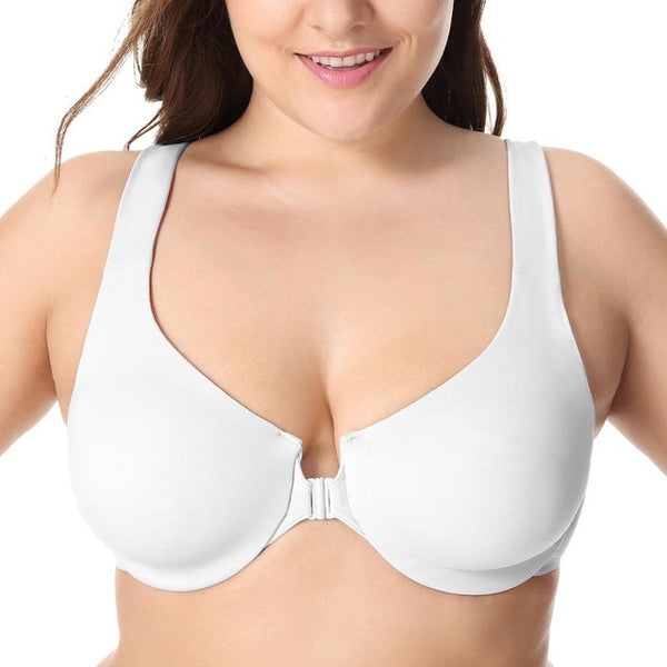 New Seamless Non Padded Hidden Underwire Front Closure Bra 32-48 B C D DD E