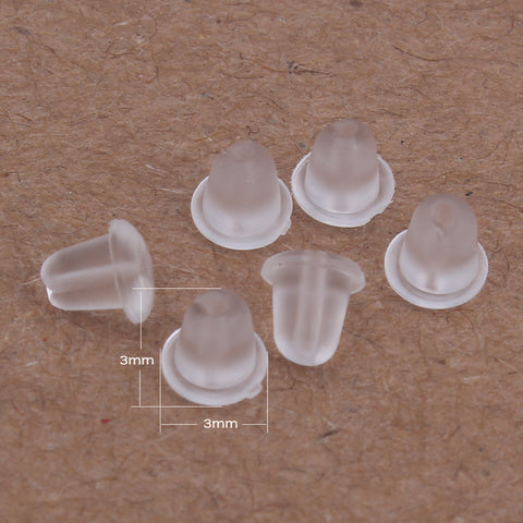 YYW 200pcs Earrings Jewelry Accessories Clear Silicone Barrel Bullet Plastic Rubber Ear Plugging Earring back Earstud Findings
