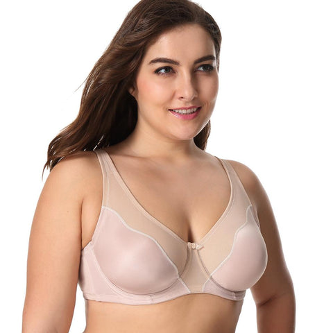 Women Comfort V-neck Full Coverage No Padding Underwire Minimizer Bra