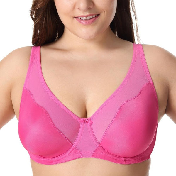 Women Comfort V-neck Full Coverage No Padding Underwire Minimizer Bra