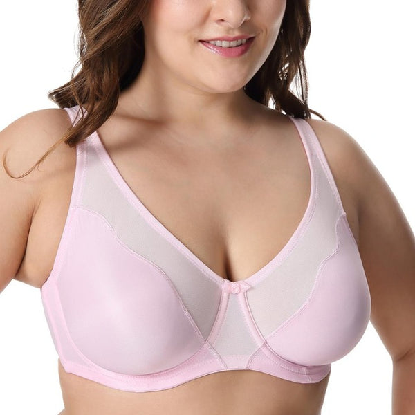 Women Comfort V-neck Full Coverage No Padding Underwire Minimizer Bra