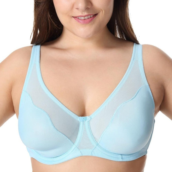 Women Comfort V-neck Full Coverage No Padding Underwire Minimizer Bra