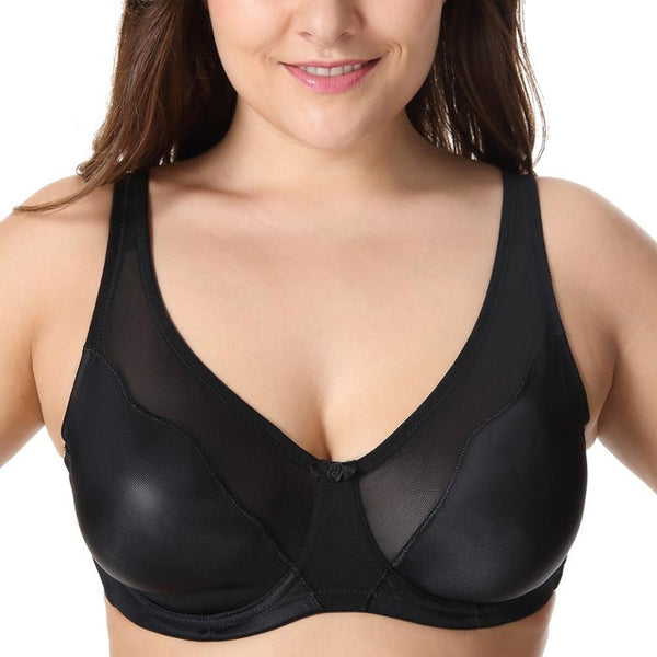 Women Comfort V-neck Full Coverage No Padding Underwire Minimizer Bra