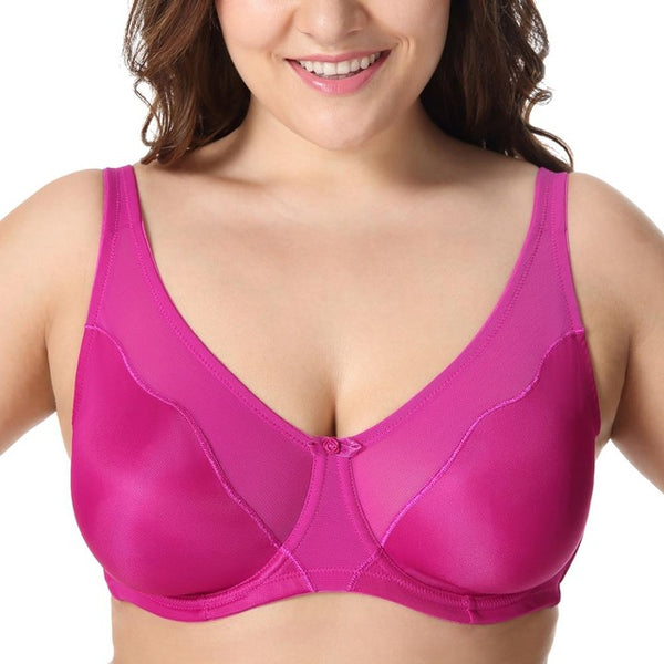 Women Comfort V-neck Full Coverage No Padding Underwire Minimizer Bra