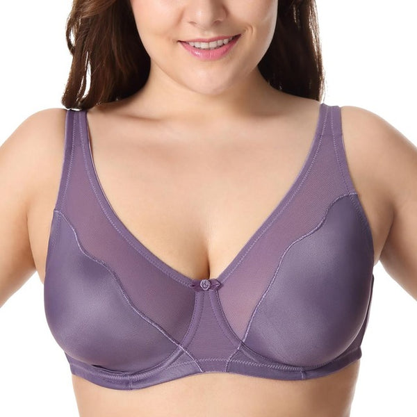 Women Comfort V-neck Full Coverage No Padding Underwire Minimizer Bra