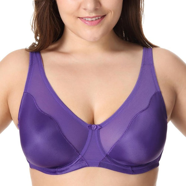 Women Comfort V-neck Full Coverage No Padding Underwire Minimizer Bra