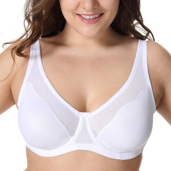 Women Comfort V-neck Full Coverage No Padding Underwire Minimizer Bra