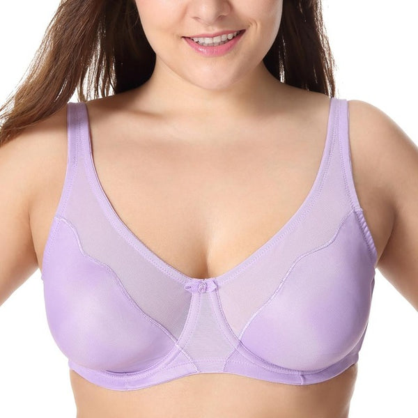 Women Comfort V-neck Full Coverage No Padding Underwire Minimizer Bra