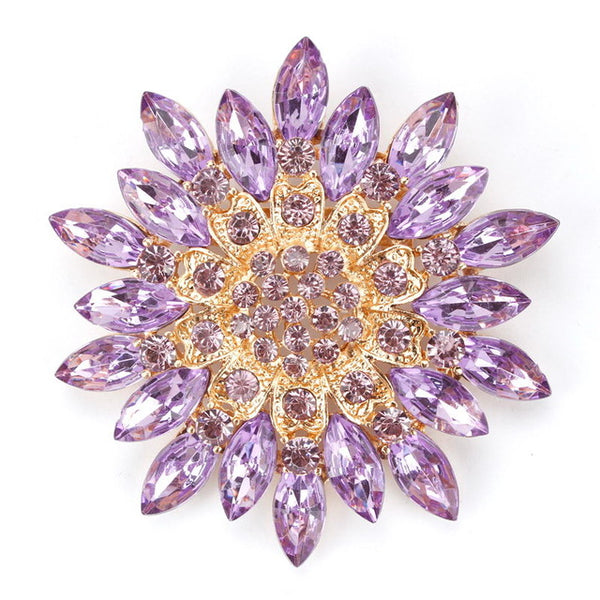 Beautiful Assorted Colors Crystal Daisy Flower Fashion Brooch Pins for Women