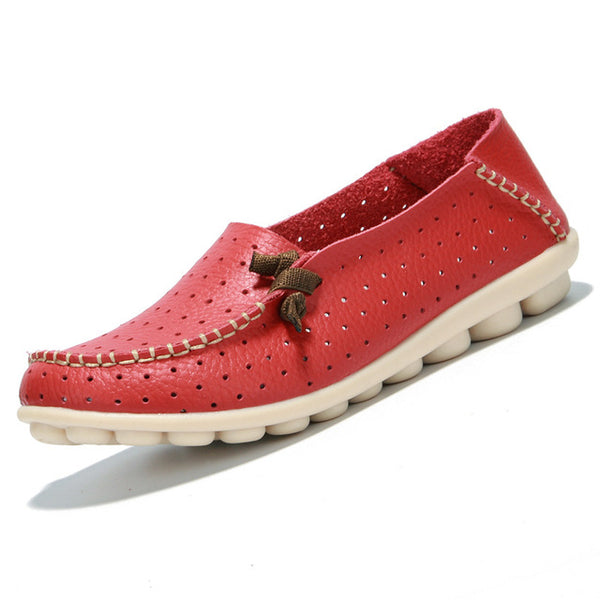A Genuine leather summer women flats shoes female casual flat shoes women loafers shoes slips soft leather red flat women shoes