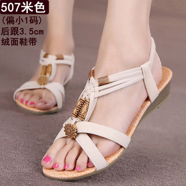 Women Shoes Women Sandals Bohemia Style Ankle-strap Flip Flops Summer Flat Shoes Woman Ladies Shoes Sandalias Mujer