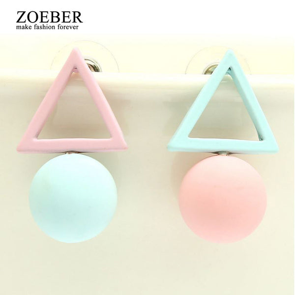 ZOEBER NEW Fashion geometry colors cube candy Crystal Stud earrings  women Glass shiny Lovely lady black Korean Earings Jewelry