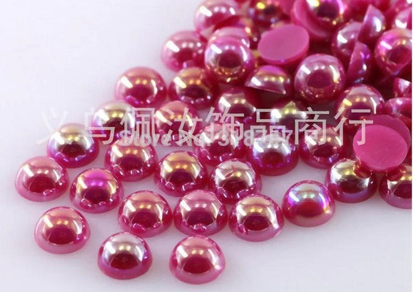 Hot Sale!Free Shipping 100Pcs/lot Size 8mm AB Colors Imitation Pearls Craft Half Round Flatback Beads DIY Decoration