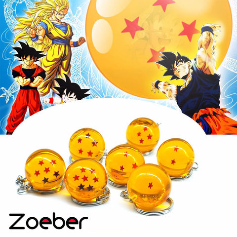 ZOEBER Cartoon anime Dragon Ball Z Keychain Child DBZ cosplay Dragonball Z 7 Stars Crystal Ball Keyrings PVC Pendant key holder