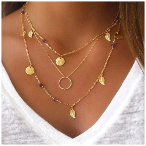 2017 New Hot Fashion Color Fatima Hand 3 Layer Chain Bar Necklace Beads and Long Strip Pendant Necklaces Jewelry JHS023