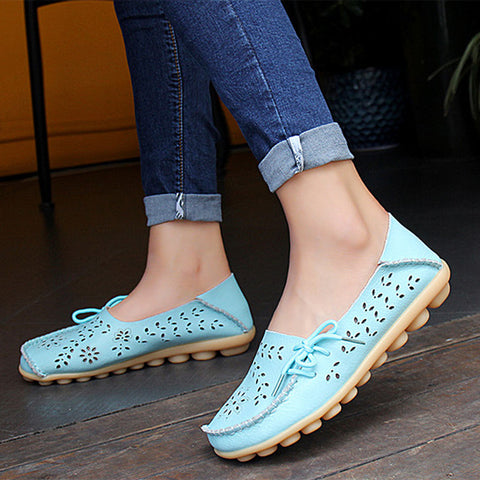 2017 Women Flats Cut-outs Comfortable Women Casual Shoes Round Toe Moccasins Loafers Wild Breathable Driving Woman Shoes ST431